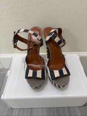 Striped Platform Sandals - Navy & Cream by Jessica Simpson